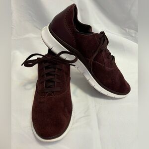 Vionic Taylor Burgundy Suede Lace Up Walking Sneakers Shoes Women’s Size 7.5